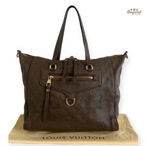 Authentic LOUIS VUITTON Dark Brown Monogram Empreinte Leather Bastille MM Bag